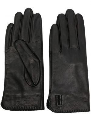 Haftowane rękawiczki skórzane By Malene Birger czarne
