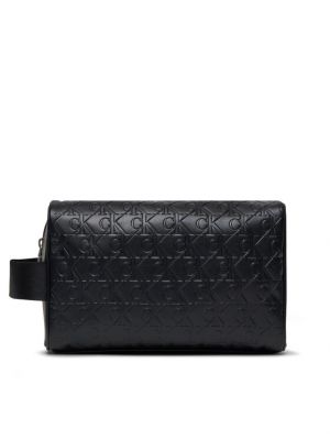 Kozmetička torbica s printom Calvin Klein crna