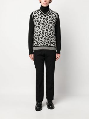 Pull en tricot à imprimé à imprimé léopard Fursac gris