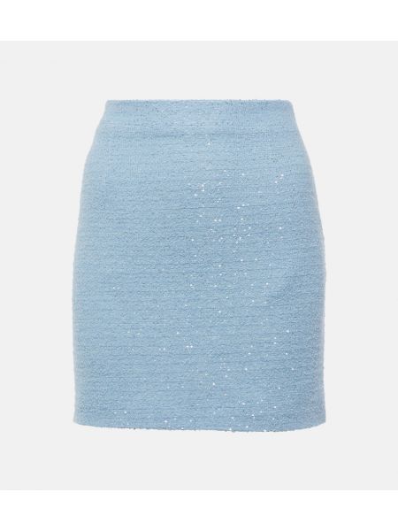 Mini falda con lentejuelas de tweed Alessandra Rich azul