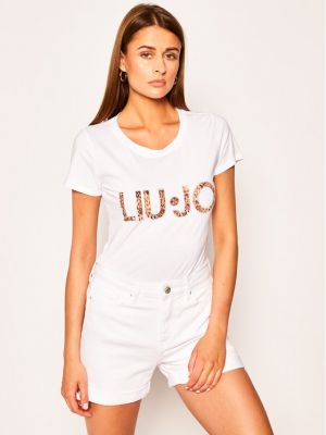 Slim fit priliehavé tričko Liu Jo Beachwear biela