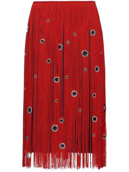 Sukňa so strapcami Prada červená