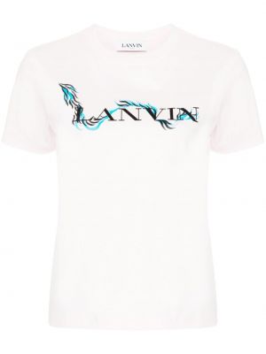 Βαμβακερή μπλούζα με σχέδιο Lanvin ροζ