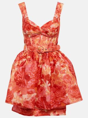 Копринена ленена рокля Zimmermann Розово