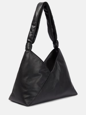 Kožená shopper kabelka z imitace kůže Mm6 Maison Margiela černá