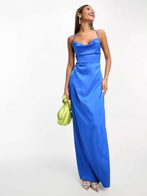 Атласное длинное платье Naanaa синее