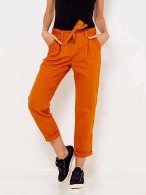 Lniane spodnie Camaïeu, pomarańczowy