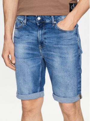 Slim fit priliehavé džínsové šortky Calvin Klein Jeans modrá