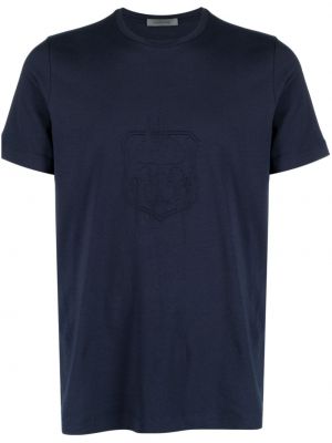 T-shirt ricamato di cotone Corneliani blu