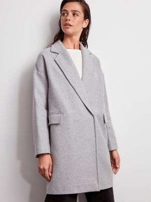 Oversized kabát Trendyol šedý