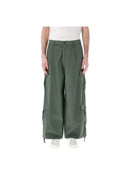 Proste spodnie relaxed fit Emporio Armani zielone