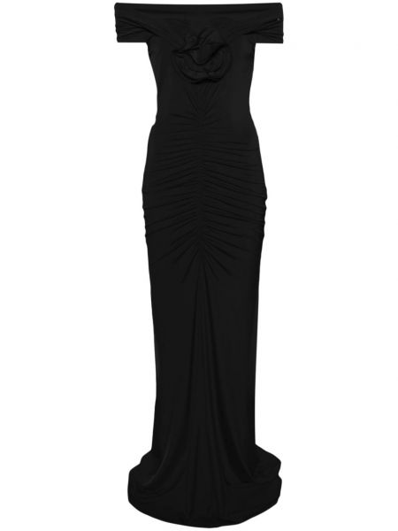 Φλοράλ βραδινό φόρεμα Nissa μαύρο
