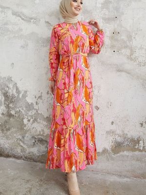 Sukienka z wiskozy Instyle pomarańczowa