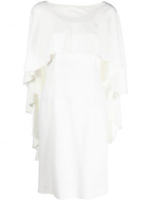 Viskózové šaty s volány s kulatým výstřihem Alberta Ferretti - bílá