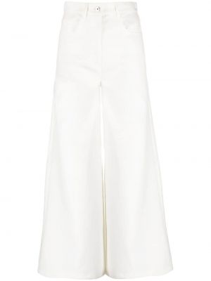 Bavlněné volné kalhoty s vysokým pasem Rochas - bílá