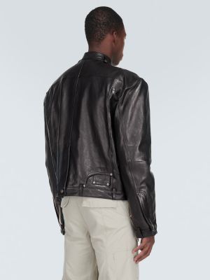 Kožna jakna oversized Balenciaga crna