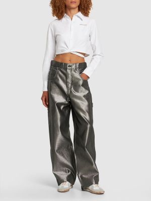 Jeans oversize riflettenti Marc Jacobs argento