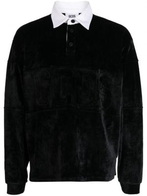 Polo majica z vezenjem iz pliša Gcds črna
