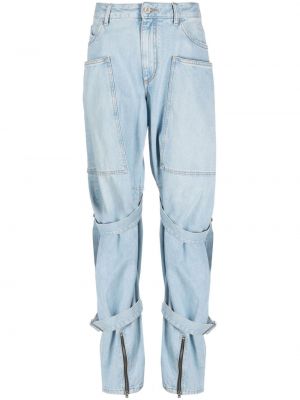 Straight leg jeans a vita alta con fibbia The Attico blu