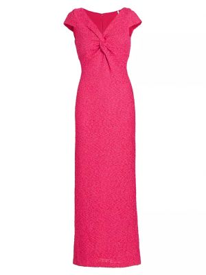 Вечернее платье из мягкого букле с V-образным вырезом St. John, shocking pink