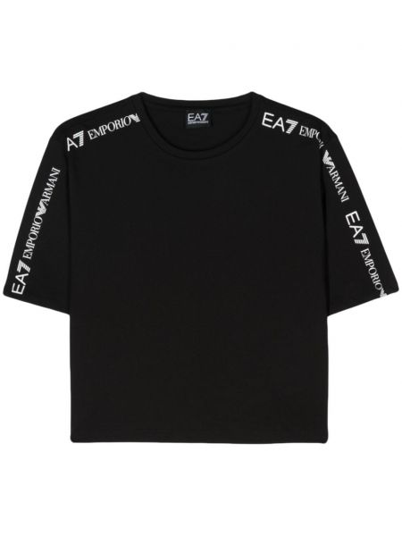 Bavlnené tričko s potlačou Ea7 Emporio Armani čierna