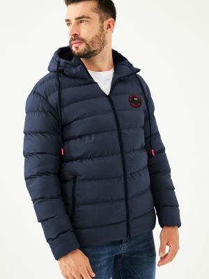 Vízálló kapucnis fleece téli kabát D1fference kék