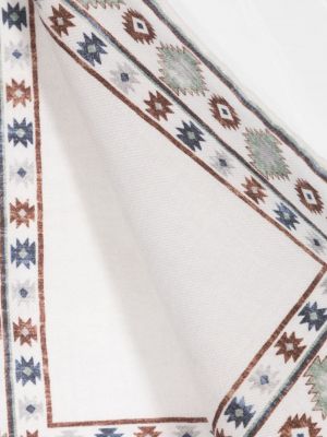 Echarpe en laine à imprimé à motif géométrique Brunello Cucinelli blanc