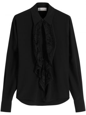 Копринена риза с дантела Victoria Beckham черно
