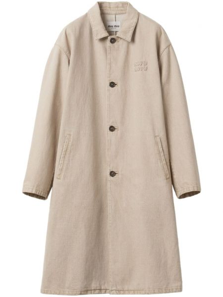 Βαμβακερό παλτό Miu Miu μπεζ