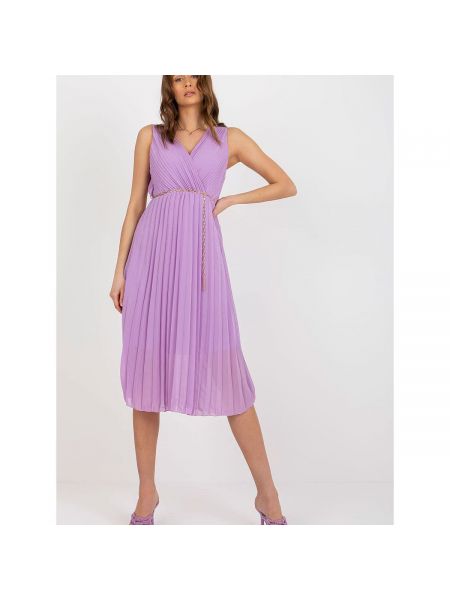 Plisované midi šaty bez rukávů Fashionhunters fialové