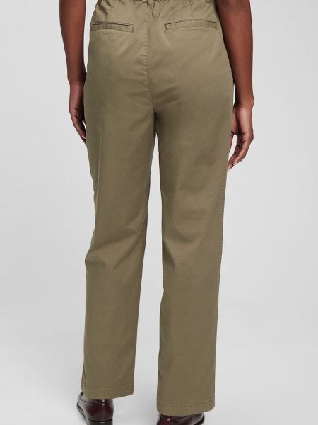 Прямые брюки с высокой талией Gap зеленые