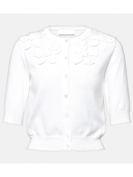 Cardigan brodé en coton Valentino blanc