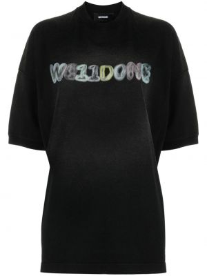 Bavlnené tričko s potlačou We11done čierna