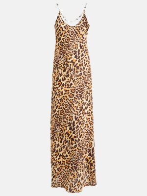 Vestito lungo con stampa leopardato Rabanne