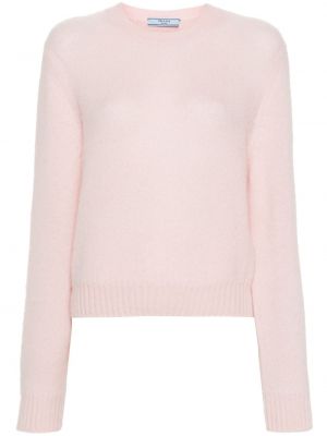 Kašmírový sveter s okrúhlym výstrihom Prada ružová