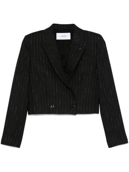 Stribet uld dobbeltradet blazer Lardini sort