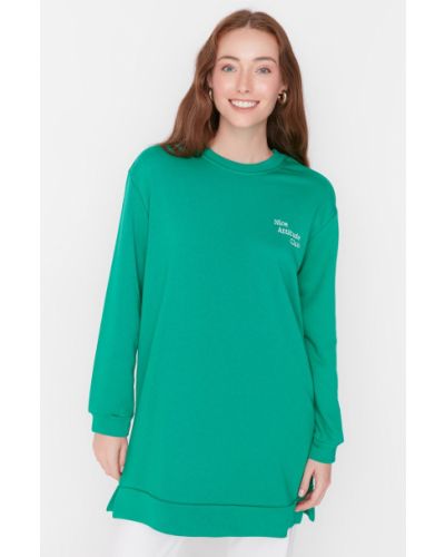 Kötött hímzett pulcsi Trendyol zöld
