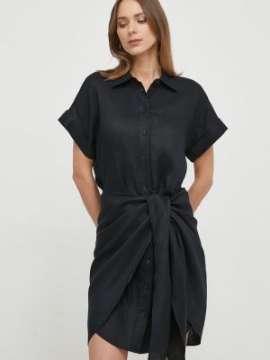 Lněné mini šaty Lauren Ralph Lauren černé