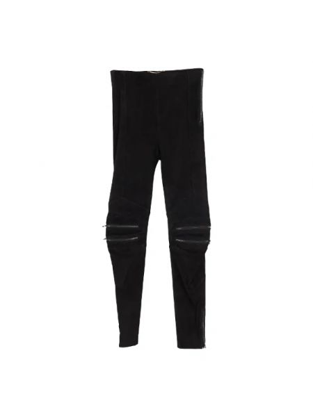 Spodnie skórzane retro Yves Saint Laurent Vintage czarne