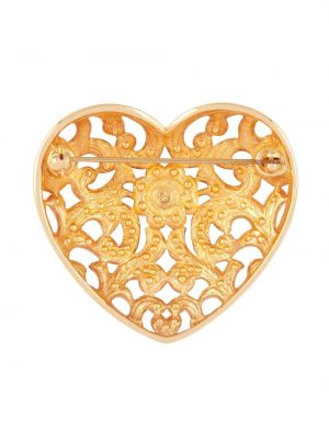 Křišťálová brož se srdcovým vzorem Swarovski zlatá