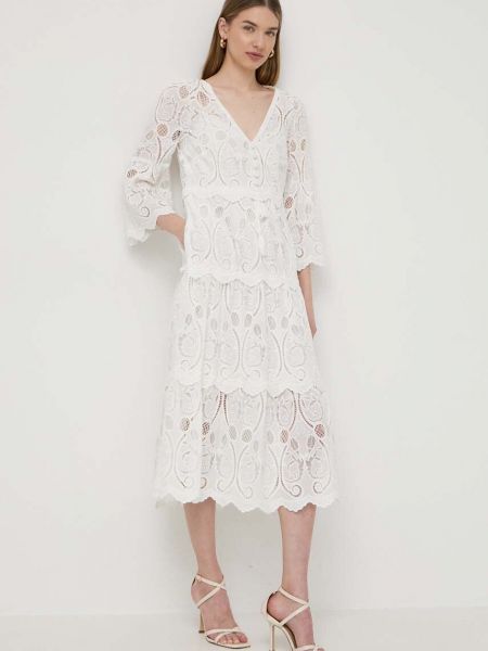 Pamučna midi haljina Luisa Spagnoli bijela