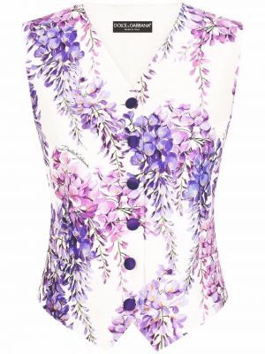 Trykt floral silke vest Dolce & Gabbana hvit