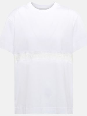 Čipkované bavlnené tričko Givenchy biela