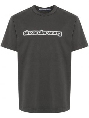 Bavlněné tričko s potiskem Alexander Wang šedé