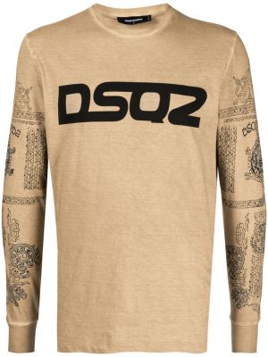 Sweatshirt med sliten Dsquared2 brun