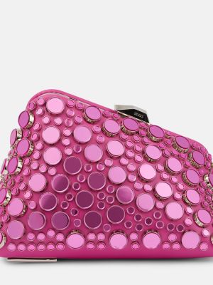 Kožna clutch torbica sa šiljcima The Attico ružičasta