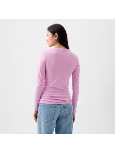 Tričko s dlouhým rukávem z modalu Gap růžové