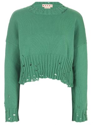 Хлопковый свитер Marni зеленый