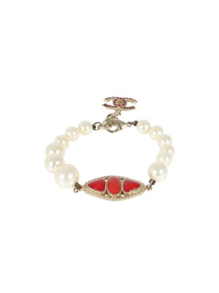 Pulsera con perlas Chanel Vintage rojo