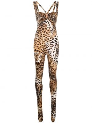 Kombinezon s potiskom z leopardjim vzorcem Roberto Cavalli rjava